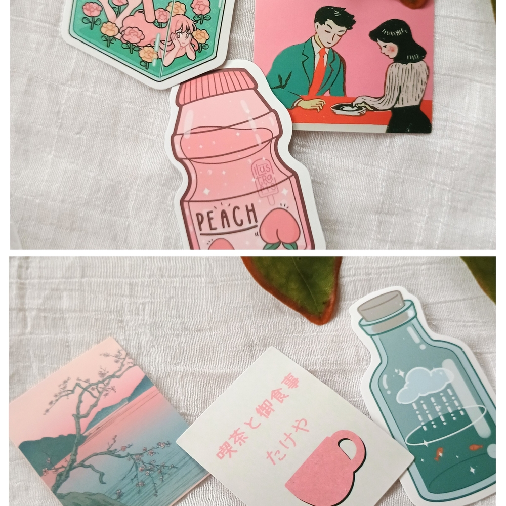 🫖 WEEABOO 🫖 x 6 sticker bundle, Japanese culture, laptop, Kindle, water bottle